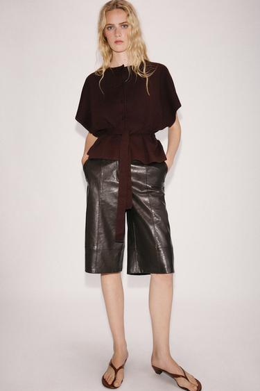 BELTED CARDIGAN - Brown by Zara