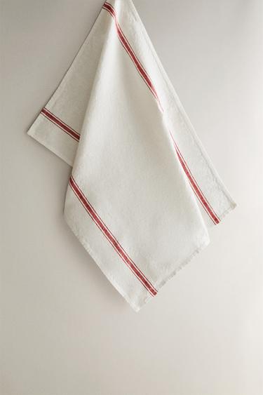STRIPED LINEN TEA TOWEL - Red by Zara