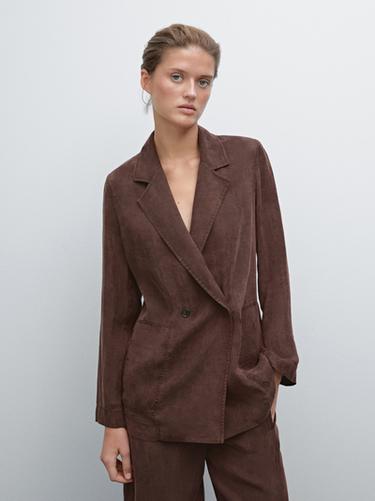 Zara Faded double-breasted blazer - vanilla-black