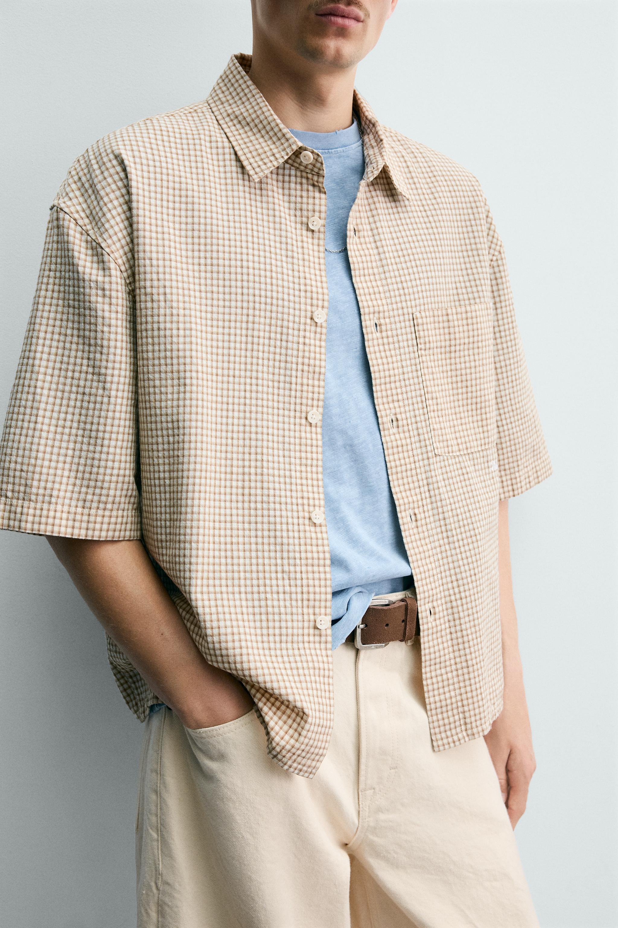 CONTRAST EMBROIDERED PLAID SHIRT