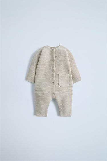 Zara GARTER STITCH JUMPSUIT - Sand / Marl