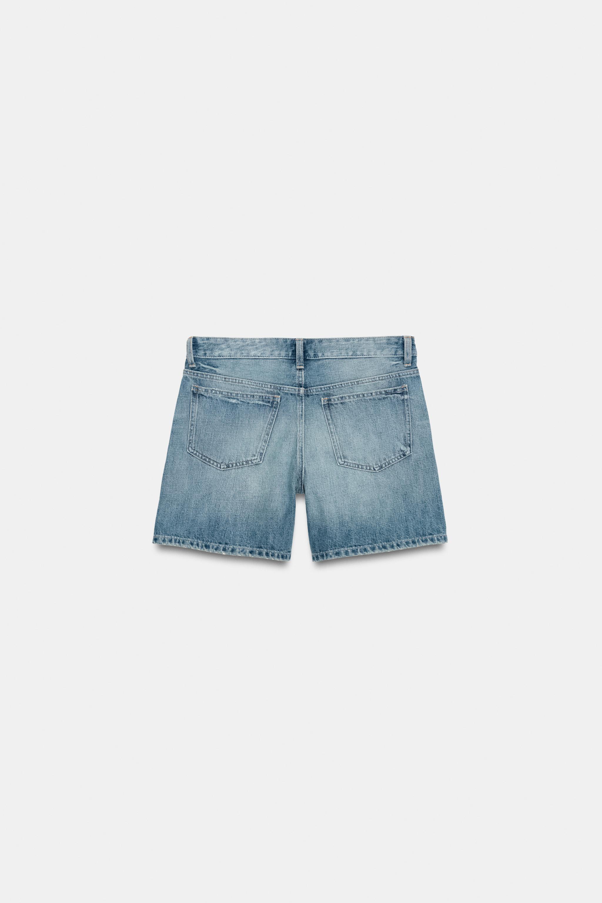 Женские шорты Zara REGULAR FIT MID-RISE DENIM SHORTS — фото 6