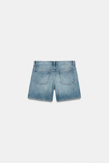 REGULAR FIT MID-WAIST DENIM BERMUDA SHORTS - Blue by Zara - Image 6