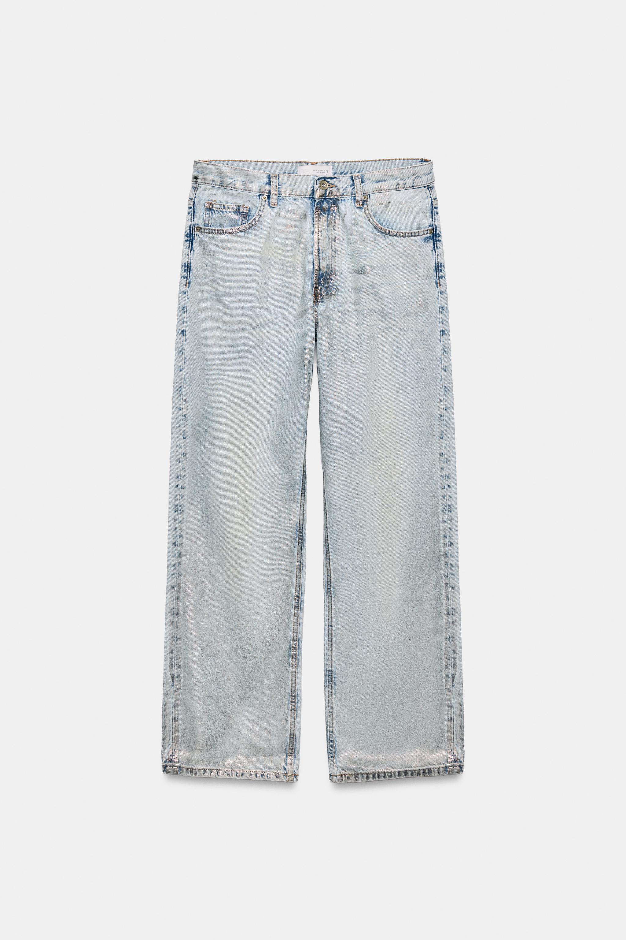Trf Metallic Effect Mid-Rise Boyfriend Jeans by Zara