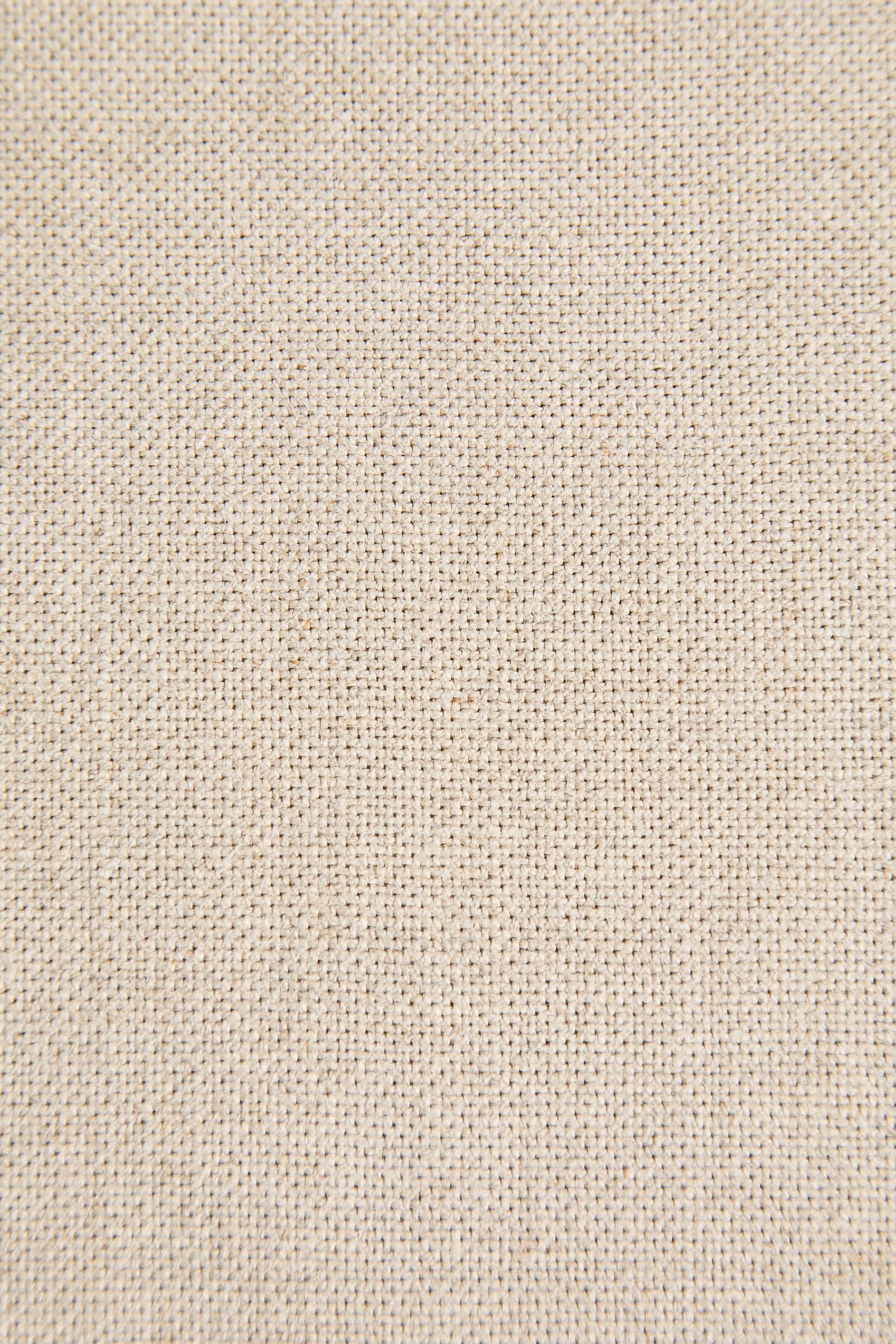 ASH WOOD AND LINEN FOOTREST STOOL