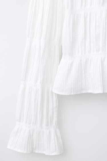 SHIRT WITH ELASTIC TRIMS - White by Zara - Image 3