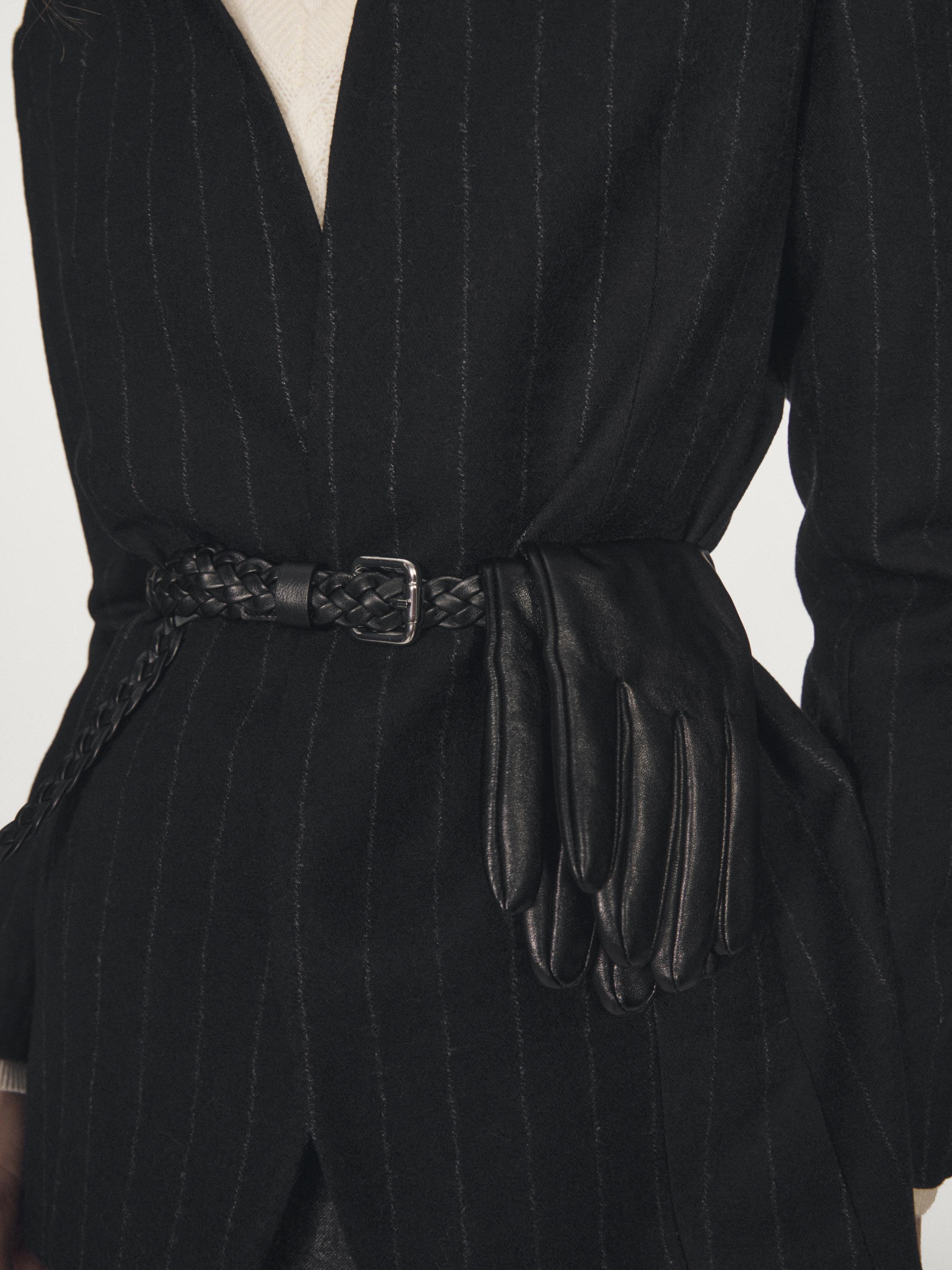 Pinstripe lapelless blazer