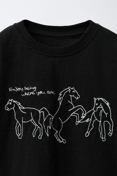 EMBROIDERED HORSES T-SHIRT - Black by Zara - Image 2