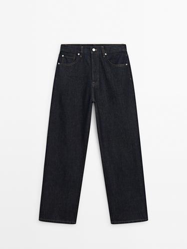 Zara Faded straight-leg high-waist jeans - Blue