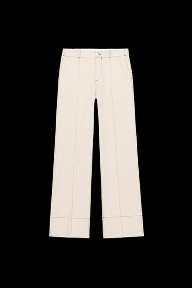 BOOTCUT TROUSERS WITH TOPSTITCHING - Ecru by Zara - Image 0