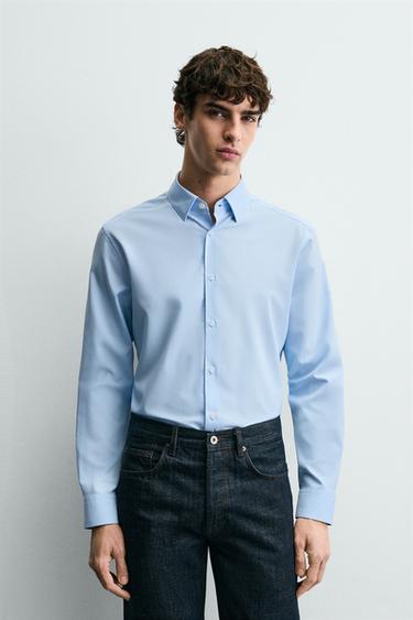 CAMISA SLIM FIT - Celeste claro de Zara