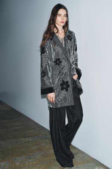 KIMONO BELUDRU BORDIRAN ZW COLLECTION LIMITED EDITION - Abu-abu dari Zara