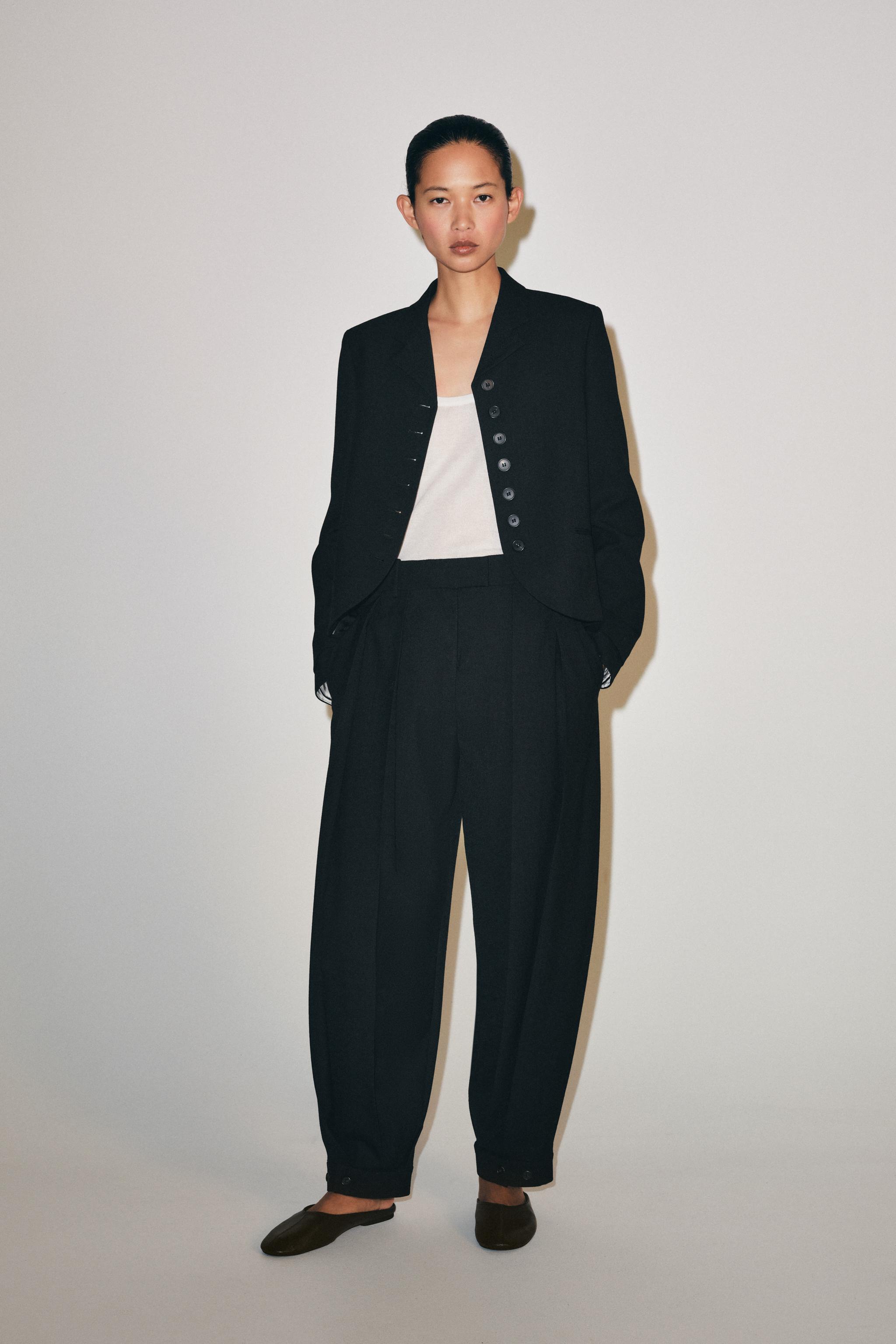 ZW COLLECTION STRAIGHT BUTTON BLAZER — Black