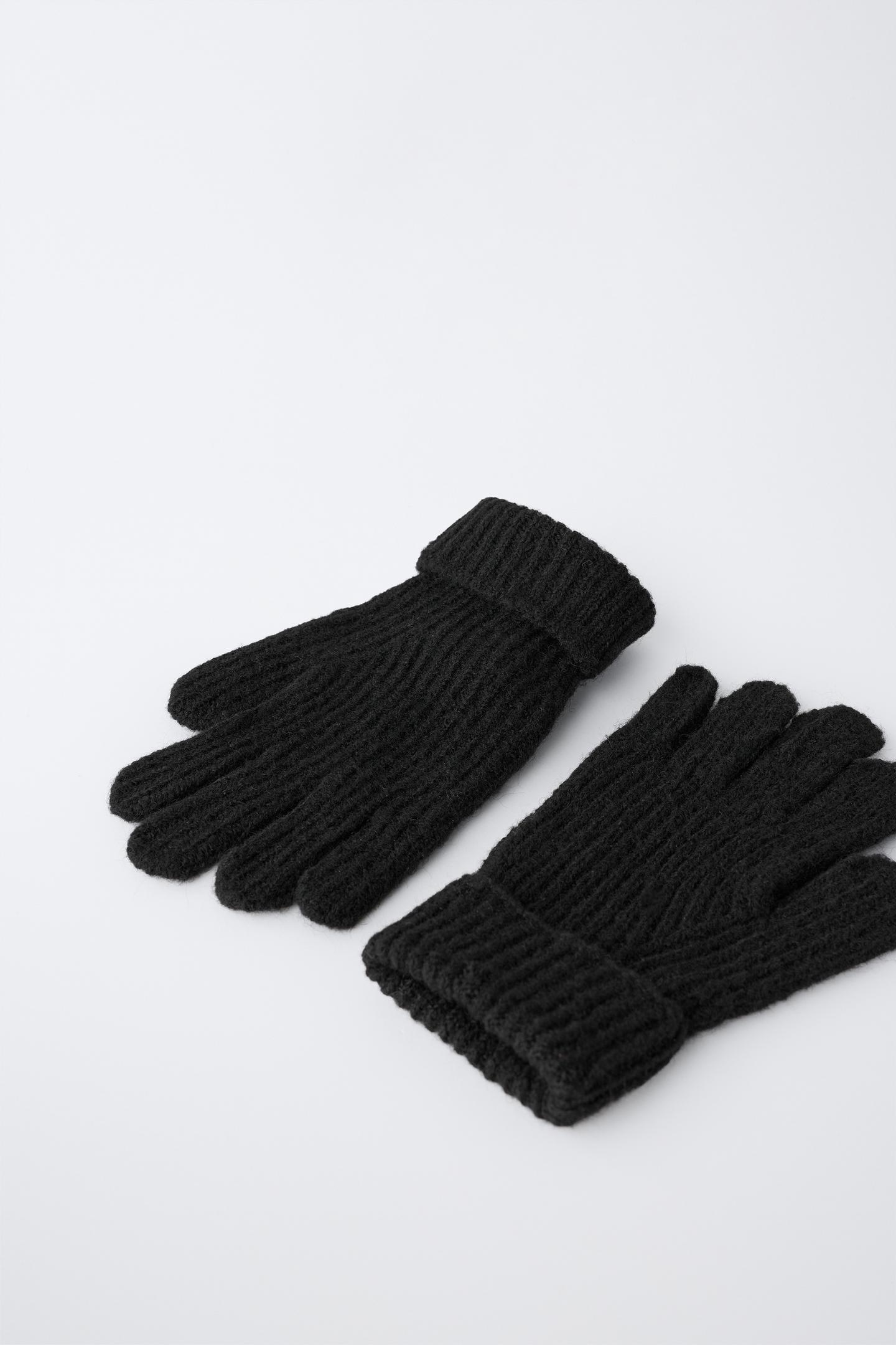 Детские перчатки Zara Plain Knit Gloves, цвет: Чёрный — фото 2