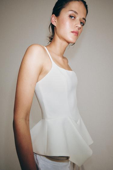 ZW COLLECTION PEPLUM TOP - Ecru by Zara - Image 1