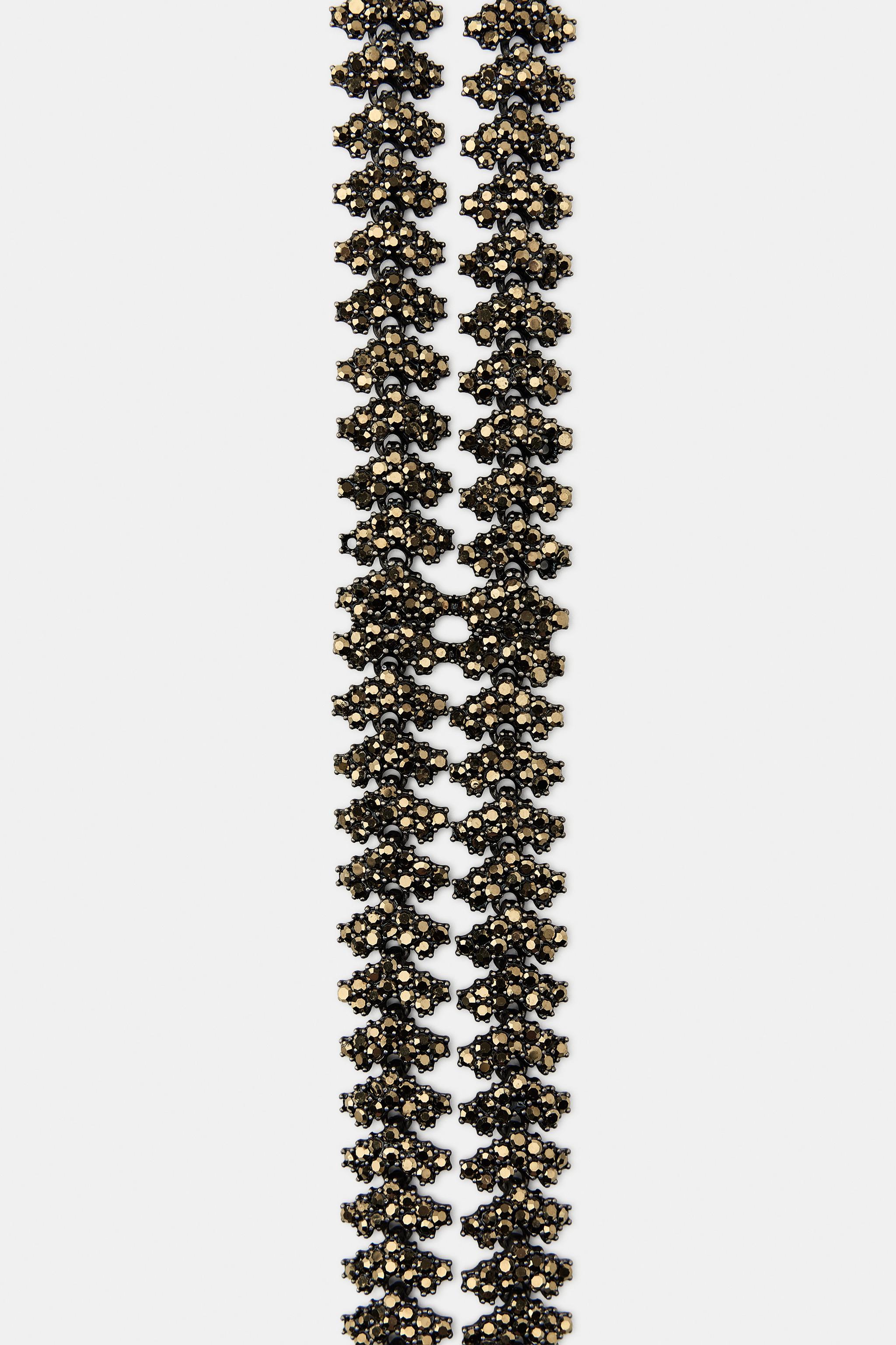 METALLIC SHINY TIE NECKLACE - Aged gold | ZARA United States zara metal necktie