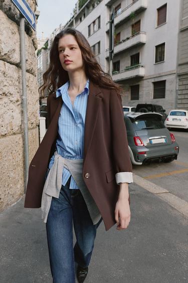 BLAZER PUÑO ESTAMPADO - Marrón de Zara