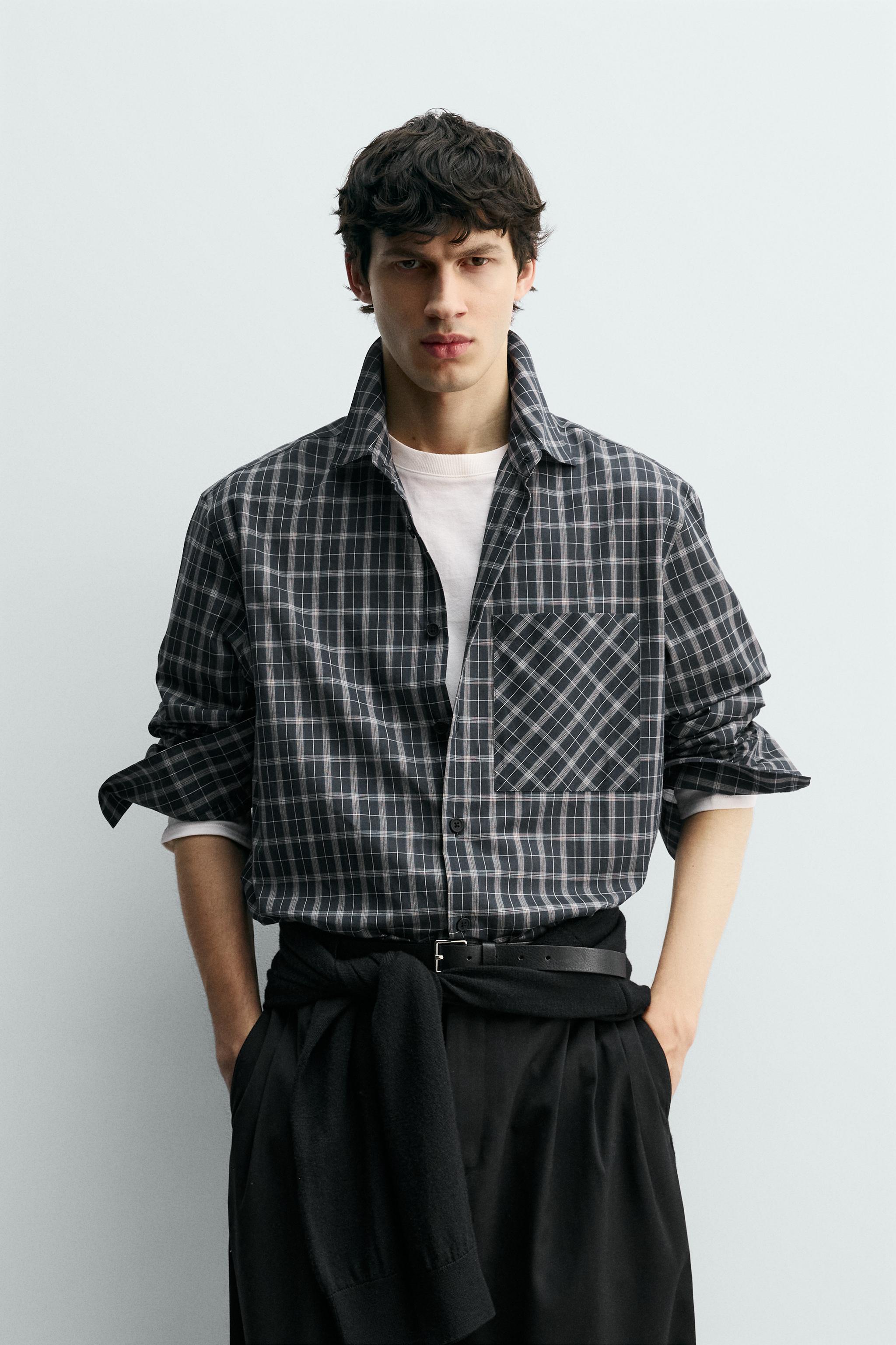 CHECK VOILE SHIRT - Navy blue | ZARA South Africa