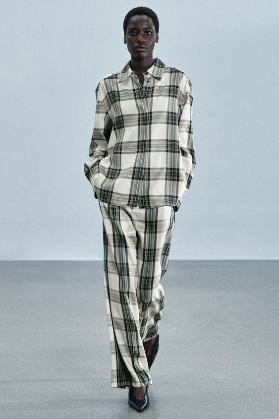 OVERSIZE TERNET SKJORTE – ZW COLLECTION - råhvid fra Zara - Billede 0