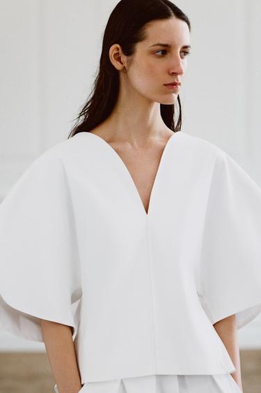 ZW COLLECTION LIMITED EDITION POPLIN TOP - White by Zara