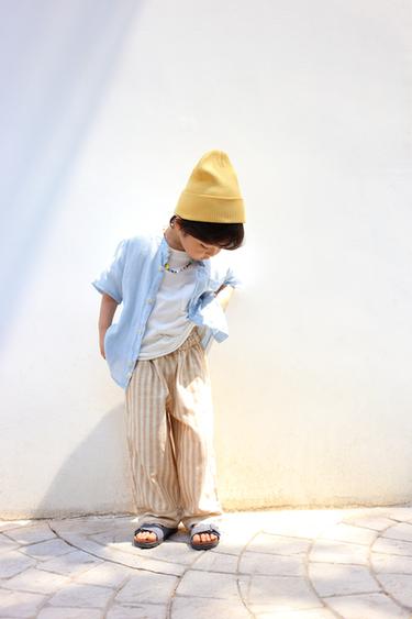 STRIPED STRAIGHT-LEG TROUSERS - striped by Zara