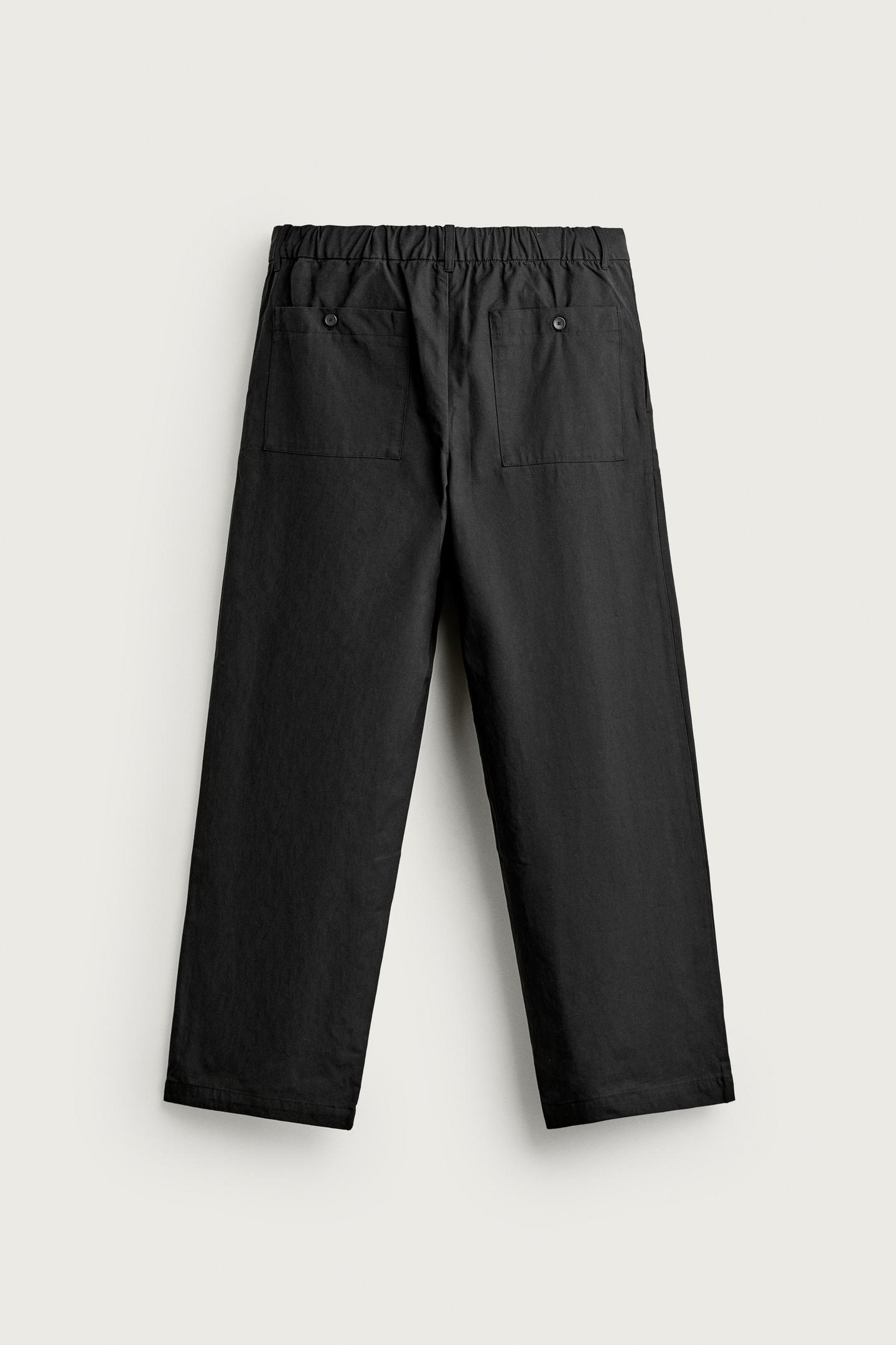 Мужские брюки Zara Straight-Fit Pants with Side Pleats, цвет: Антрацитовый серый — фото 8