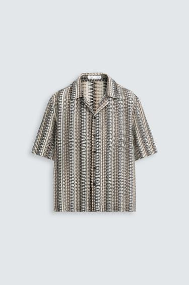 Zara GEOMETRIC JACQUARD SHIRT - striped
