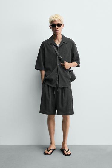 RELAXED FIT EMBOSSED SHIRT - Anthracite Grey by Zara - Image 0