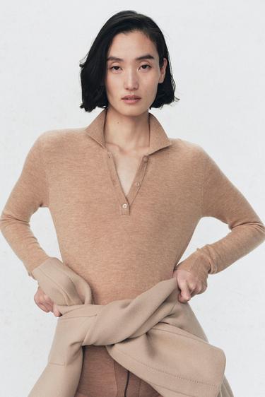WOOL POLO NECK BODYSUIT SOSHIOTSUKI X ZARA - camel by Zara