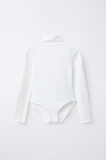 LONG-SLEEVE POLYAMIDE BODYSUIT — White 1