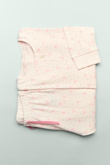 Zara 2-6 YEARS/ RIBBED PAJAMAS WITH LITTLE BOWS - Pink