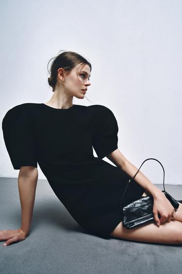 LEATHER SHOULDER BAG WITH FLAP - Black by Zara - Image 1
