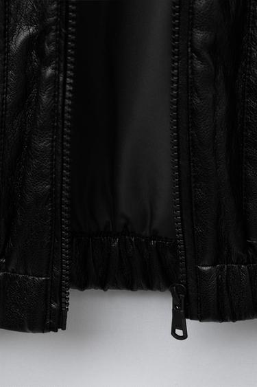 FAUX LEATHER PUFFER JACKET - Black by Zara - Image 7