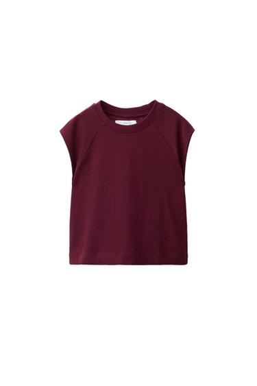 T-SHIRT BÁSICA MANGA RAGLÃ - Borgonha da Zara