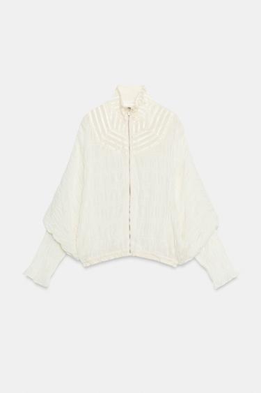 BLOUSON BOMBER FRONCÉ ZW COLLECTION - Écru de Zara - Image 5
