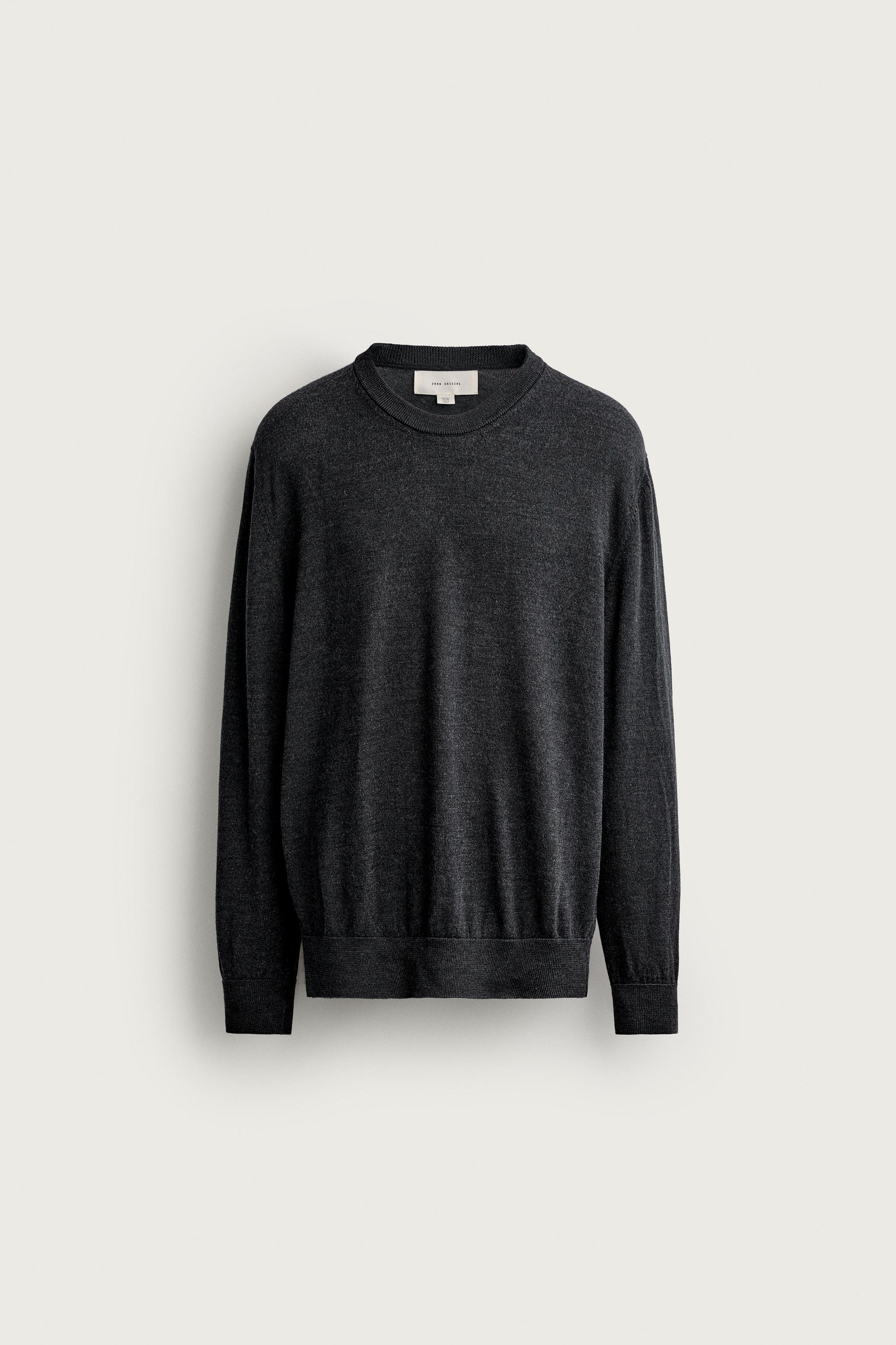 100% WOOL REGULAR FIT JUMPER — Gray marl