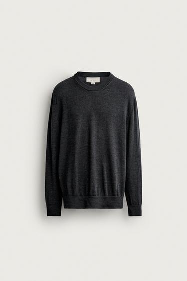 100% WOOL REGULAR FIT JUMPER — Gray marl 1