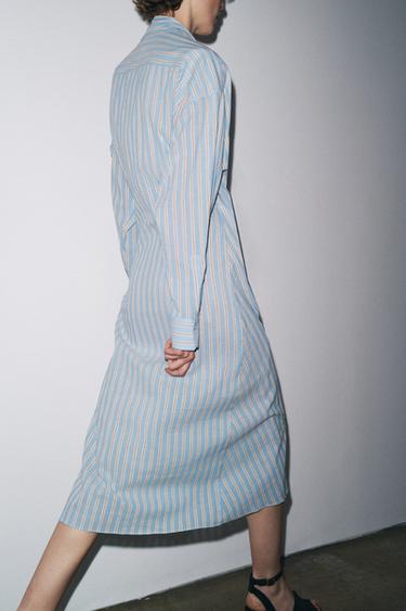 ZW COLLECTION STRIPED WRAP DRESS - Blue by Zara - Image 2