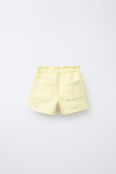 COMFORT TWILL PAPERBAG BERMUDA SHORTS - Yellow by Zara - Image 1