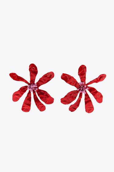 Zara BEADED COMBINATION FLOWER EARRINGS - Red