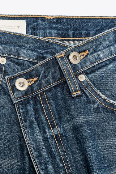 JEANS TRF WIDE LEG CINTURA CRUZADA TIRO ALTO - Marino de Zara