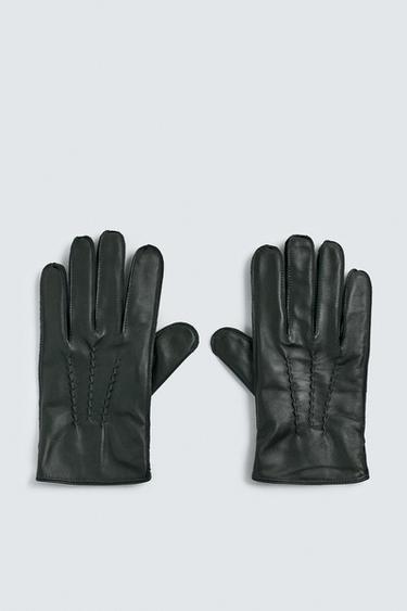LEATHER GLOVES - Dark green by Zara