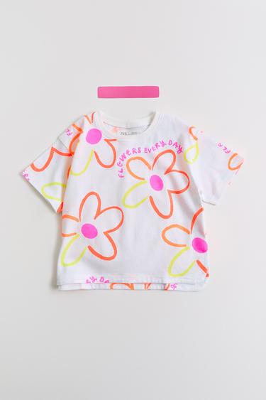 Zara PRINTED T-SHIRT - White