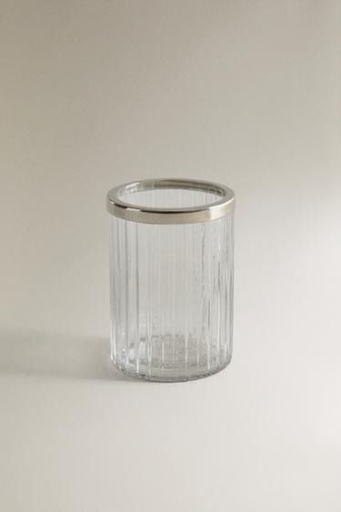 RAISED GLASS AND METAL TOOTHBRUSH HOLDER - Transparent by Zara - Image 1