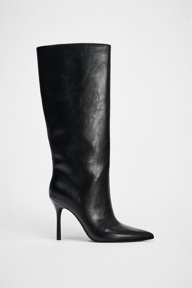 BOTA DE SALTO COM PESPONTO - Preto da Zara