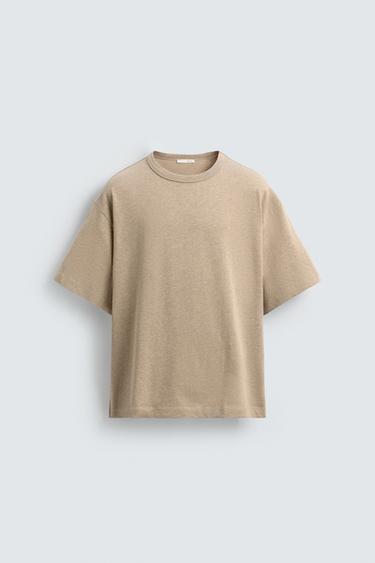 RELAXED FIT TEXTURED T-SHIRT - Mink marl by Zara