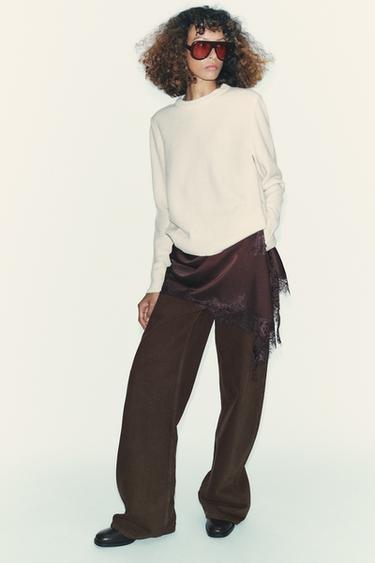 CASHMERE AND WOOL BASIC SWEATER - Ecru by Zara