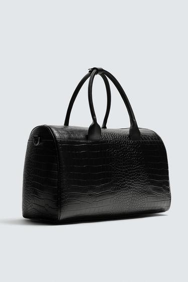 EMBOSSED MOCK CROC TRAVEL BAG - Black by Zara - Image 1