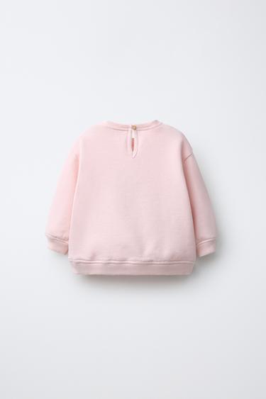 SWEAT BRODERIE CUPCAKE VELOURS BOUCLÉ - Rose de Zara - Image 1
