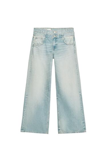 TRF RECHTE JEANS MET DUBBELE TAILLEBAND EN HALFHOGE TAILLE - Lichtblauw van Zara